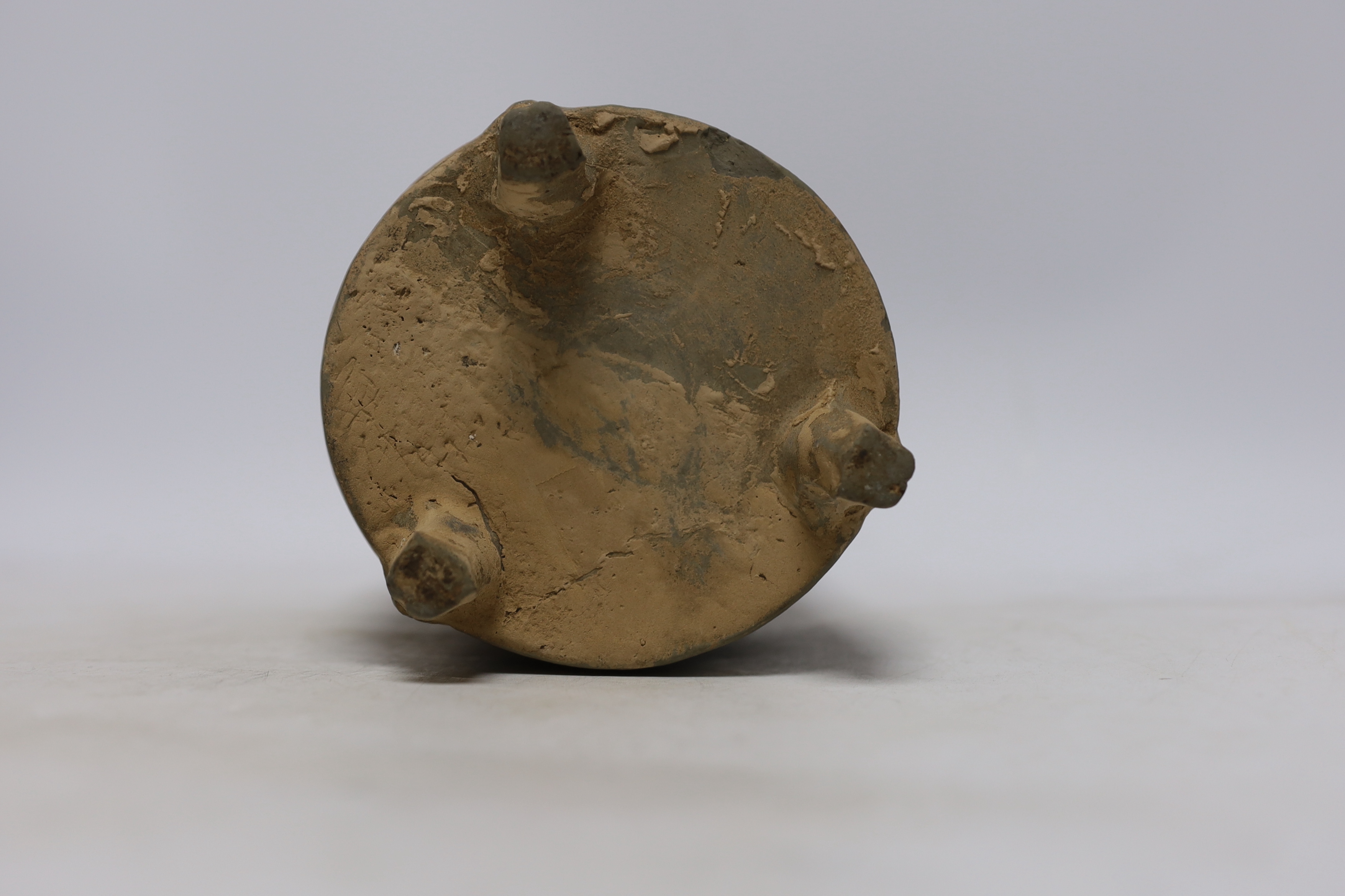 A Chinese grey pottery granary jar, Han dynasty, 22cm high